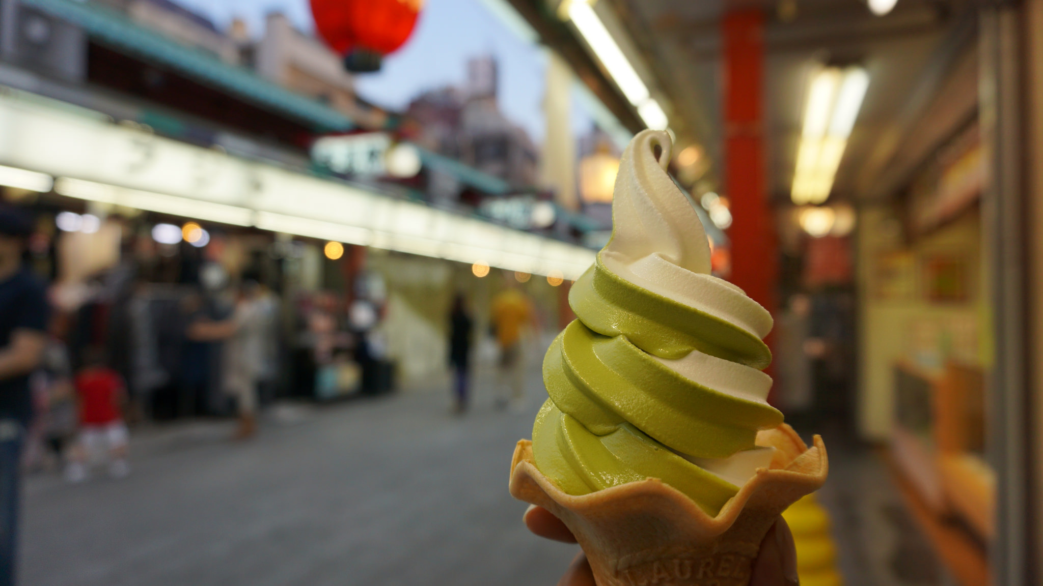 Vanilla and green tea ice cream